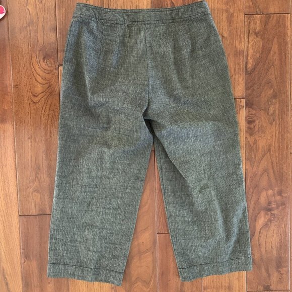 J. Jill linen blend micro stripe khaki cropped pant size 0 - no pockets petite - Picture 5 of 5